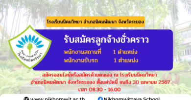 📣ประกาศโรงเรียนนิคมวิทยา รับสมัครคัดเลือกบุคคลเพื่อจ้างเป็นลูกจ้างชั่วคราวปฎิบัติหน้าที่พนักงานสถานที่และพนักงานขับรถ