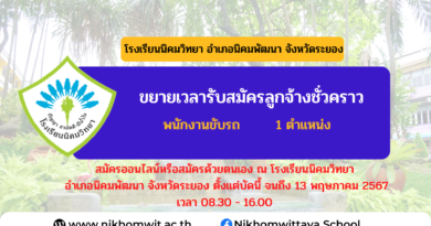 📣ประกาศขยายเวลารับสมัครคัดเลือกบุคคลเพื่อจ้างเป็นลูกจ้างชั่วคราวปฎิบัติหน้าที่ พนักงานขับรถ