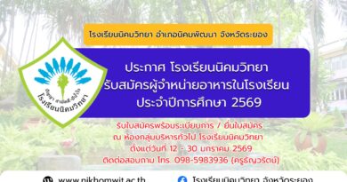 ประกาศโรงเรียนนิคมวิทยา เรื่องการรับสมัครผู้จำหน่ายอาหารในโรงเรียนประจำปีการศึกษา 2569