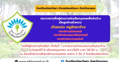 ประกาศรายชื่อผู้ผ่านการคัดเลือกบุคคลเพื่อจัดจ้างเป็นลูกจ้างชั่วคราว