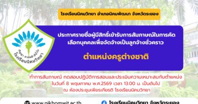 Announcement of the List of Candidates Eligible for Interview for the Recruitment of Temporary Employees in the Position of Foreign Teacher