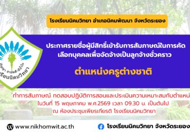 Announcement of the List of Candidates Eligible for Interview for the Recruitment of Temporary Employees in the Position of Foreign Teacher